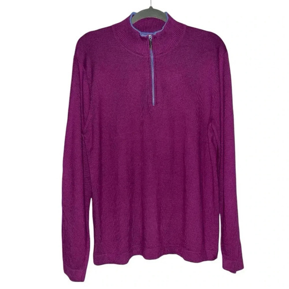 Tommy Bahama Men's Purple‎ 1/2 Zip Pullover Cashmere Cotton Sweater Size Medium - Picture 1 of 9